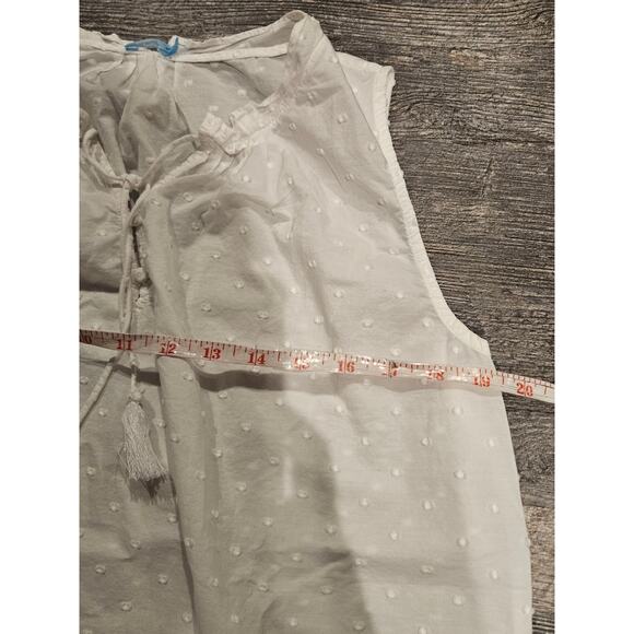 J Mclaughlin swiss dot white tank tassle Womens large whimsy cottage coastal - Picture 2 of 5